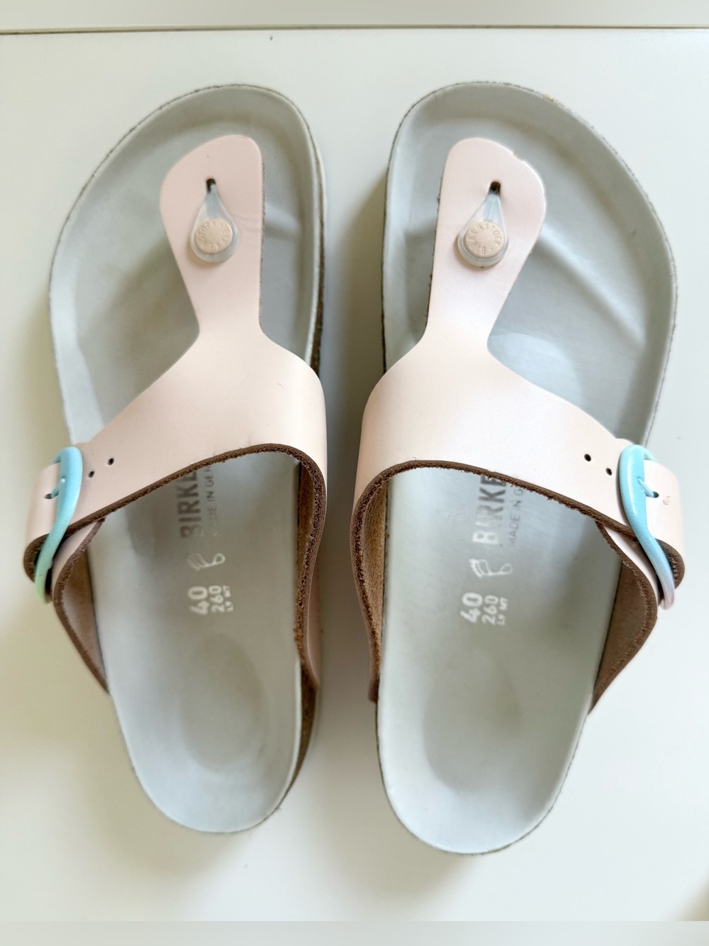 Birkenstock Gizeh Big Buckle Ombre Light Rose Leather Thong Sandals 40 260 9/9.5 - Picture 3 of 15